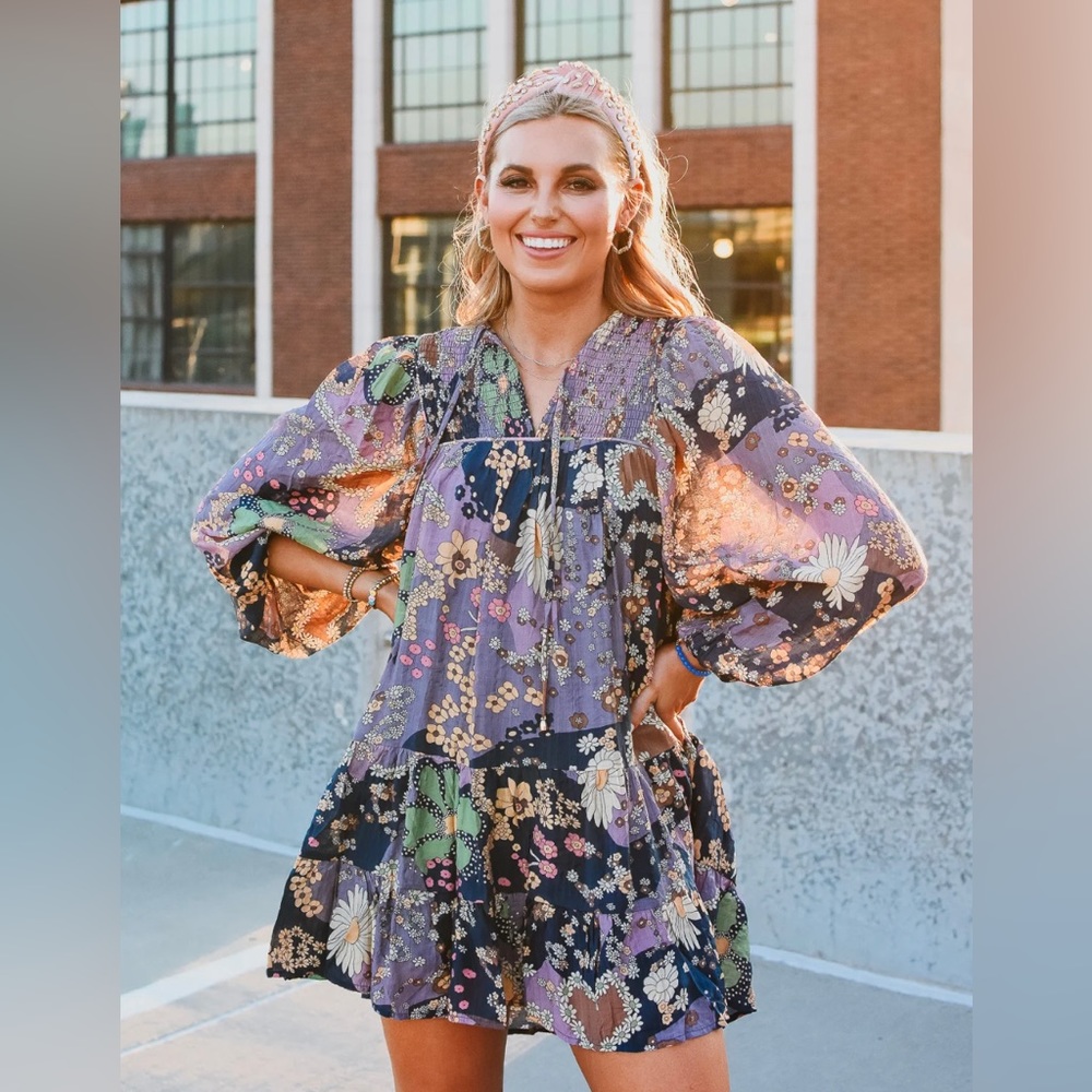 Entro Floral Mini Dress 🌸 Size Large NWT